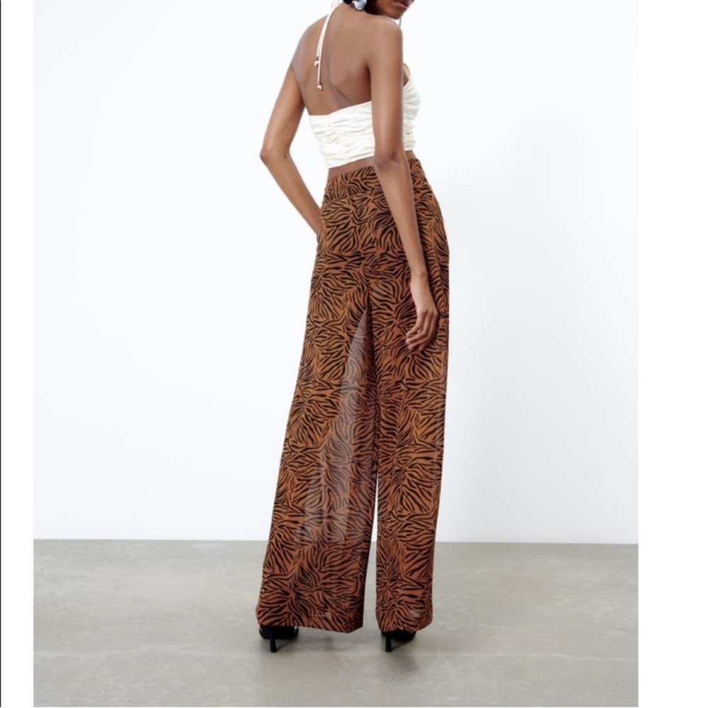 Zara Animal Print Palazzo Pant - Picture 3 of 9